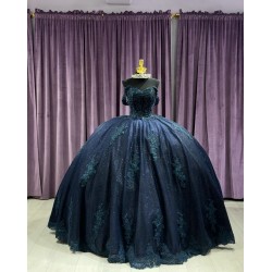 Off Shoulder Navy Blue Quinceanera Dresses Sweetheart 15 Dress