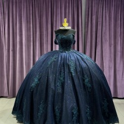 Off Shoulder Navy Blue Quinceanera Dresses Sweetheart 15 Dress