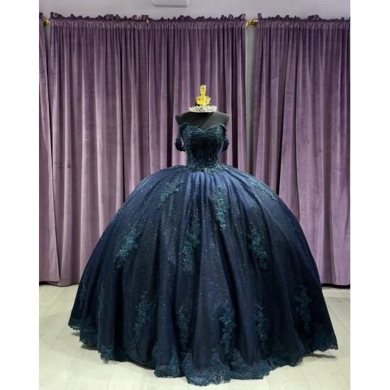 Off Shoulder Navy Blue Quinceanera Dresses Sweetheart 15 Dress