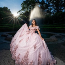 Off Shoulder Pink Quince Dress Birthday Gowns Sweetheart Vestidos De 15 Anos