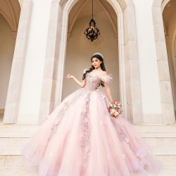 Off Shoulder Pink Quince Dress Sweetheart Neck Vestidos De 15 Anos