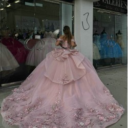 Off Shoulder Pink Quince Dresses 15 Dress Sweetheart Neck Ball Gown With Bow