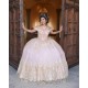 Off Shoulder Pink Quince Dresses Sweetheart Neck Lace Appliques 15 Dress