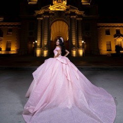 Off Shoulder Pink Quinceanera Dress 2024 Dresses With Bow