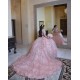 Off Shoulder Pink Quinceanera Dress Sheer Bodice Sweetheart Neck 15 Dresses