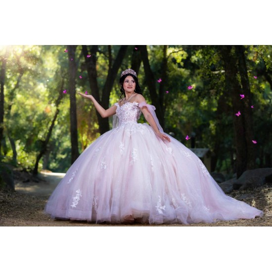 Off Shoulder Pink Quinceanera Dress Sweet 15 Gowns 2024 Ball Gown Princess Dresses