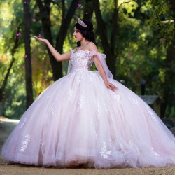 Off Shoulder Pink Quinceanera Dress Sweet 15 Gowns 2024 Ball Gown Princess Dresses