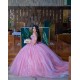 Off Shoulder Pink Quinceanera Dress Sweetheart Neck 2024 Princess Dresses