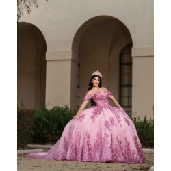 Off Shoulder Pink Quinceanera Dresses Pearl Sweetheart Neck 15 Dress