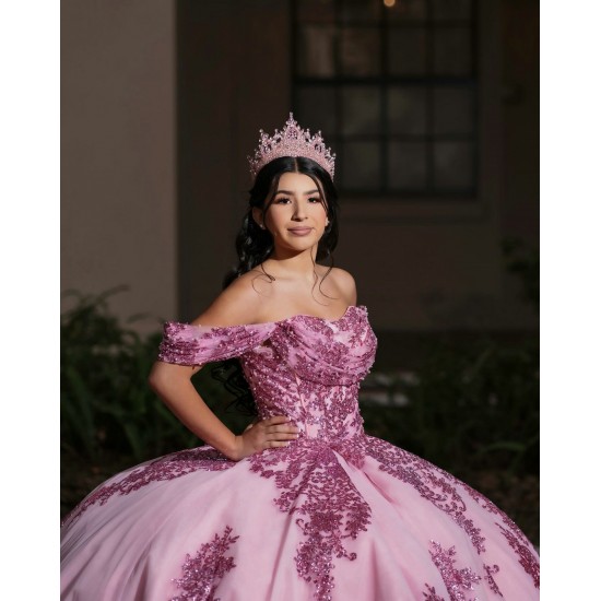 Off Shoulder Pink Quinceanera Dresses Pearl Sweetheart Neck 15 Dress