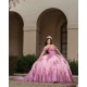 Off Shoulder Pink Quinceanera Dresses Pearl Sweetheart Neck 15 Dress