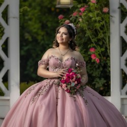 Off Shoulder Pink Quinceanera Dresses Sweetheart Neck 15 Dress