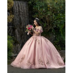 Off Shoulder Pink Quinceanera Dresses Sweetheart Neck 15 Dress