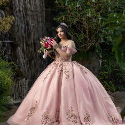 Off Shoulder Pink Quinceanera Dresses Sweetheart Neck 15 Dress