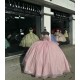 Off Shoulder Pink Quinceanera Dresses Sweetheart Neck 15 Dress With Bow