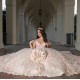 Off Shoulder Pink Quinceanera Dresses Sweetheart Neck 3D Flowers 15 Dress