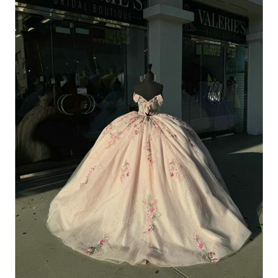 Off Shoulder Pink Quinceanera Dresses Sweetheart Neck Ball Gown 15 Dress