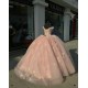 Off Shoulder Pink Quinceanera Dresses V Neck Ball Gown 15 Dress