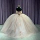 Off Shoulder Pink White Quinceanera Dresses Crystal Sweetheart Neck 15 Dress