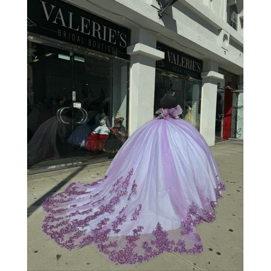 Off Shoulder Purple On White Quinceanera Dresses Sweetheart Neck 15 Dress