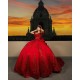 Off Shoulder Red Quince Dress Sweetheart Neck Vestidos De 15 Anos