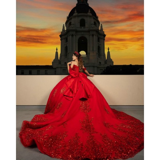 Off Shoulder Red Quince Dress Sweetheart Neck Vestidos De 15 Anos