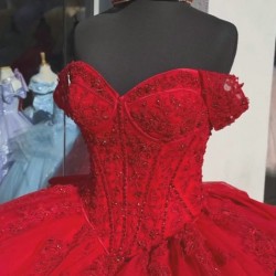 Off Shoulder Red Quince Dresses 15 Dress Sweetheart Ball Gown With Bow