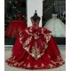 Off Shoulder Red Quince Dresses V Neck 15 Dress Sequin Ball Gown With Bow