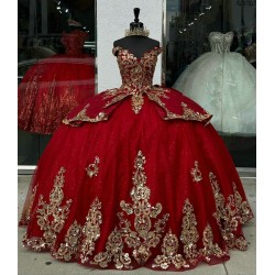 Off Shoulder Red Quince Dresses V Neck 15 Dress Sequin Ball Gown With Bow