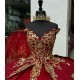 Off Shoulder Red Quince Dresses V Neck 15 Dress Sequin Ball Gown With Bow