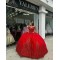 Off Shoulder Red Quince Dresses V Neck Beading 15 Dress Lace Appliques Ball Gown