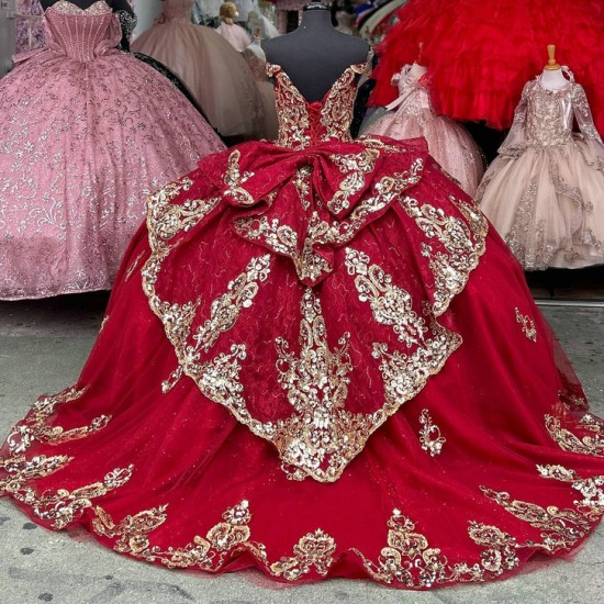 Off Shoulder Red Quinceanera Dress 15 Dresses With Bow