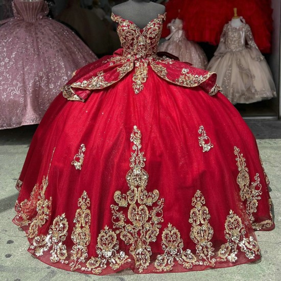 Off Shoulder Red Quinceanera Dress 15 Dresses With Bow