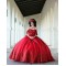 Off Shoulder Red Quinceanera Dress Scoop Neck Metallic Sequin 15 Dresses