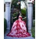 Off Shoulder Red Quinceanera Dress Sweetheart Neck 3D Flowers 15 Dresses