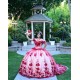 Off Shoulder Red Quinceanera Dress Sweetheart Neck 3D Flowers 15 Dresses