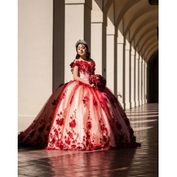 Off Shoulder Red Quinceanera Dresses Sweetheart Neck 15 Dress