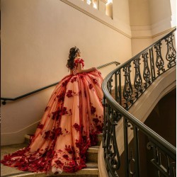 Off Shoulder Red Quinceanera Dresses Sweetheart Neck 15 Dress