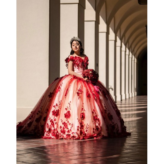 Off Shoulder Red Quinceanera Dresses Sweetheart Neck 15 Dress