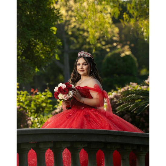 Off Shoulder Red Quinceanera Dresses Sweetheart Neck Ball Gown 15 Dress