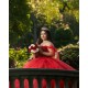 Off Shoulder Red Quinceanera Dresses Sweetheart Neck Ball Gown 15 Dress