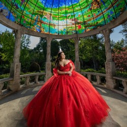 Off Shoulder Red Quinceanera Dresses Sweetheart Neck Ball Gown 15 Dress