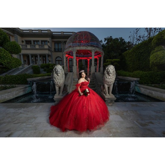 Off Shoulder Red Quinceanera Dresses Sweetheart Neck Ball Gown 15 Dress