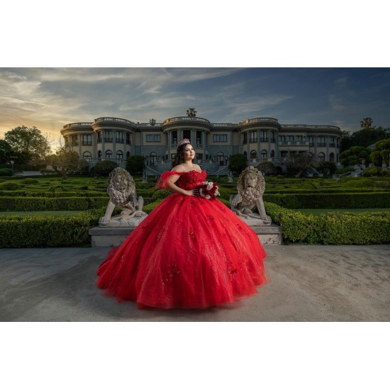 Off Shoulder Red Quinceanera Dresses Sweetheart Neck Ball Gown 15 Dress