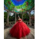 Off Shoulder Red Quinceanera Dresses Sweetheart Neck Ball Gown 15 Dress