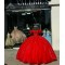 Off Shoulder Red Quinceanera Dresses Sweetheart Neck Lace Appliques 15 Dress