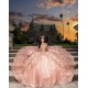 Off Shoulder Rose Gold Quince Dress Sweetheart Neck Vestidos De 15 Anos