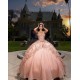 Off Shoulder Rose Gold Quince Dress Sweetheart Neck Vestidos De 15 Anos