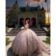 Off Shoulder Rose Gold Quince Dress Sweetheart Neck Vestidos De XV Anos