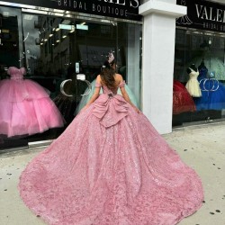 Off Shoulder Rose Gold Quince Dresses Sweetheart Neck 15 Ball Gown Dress